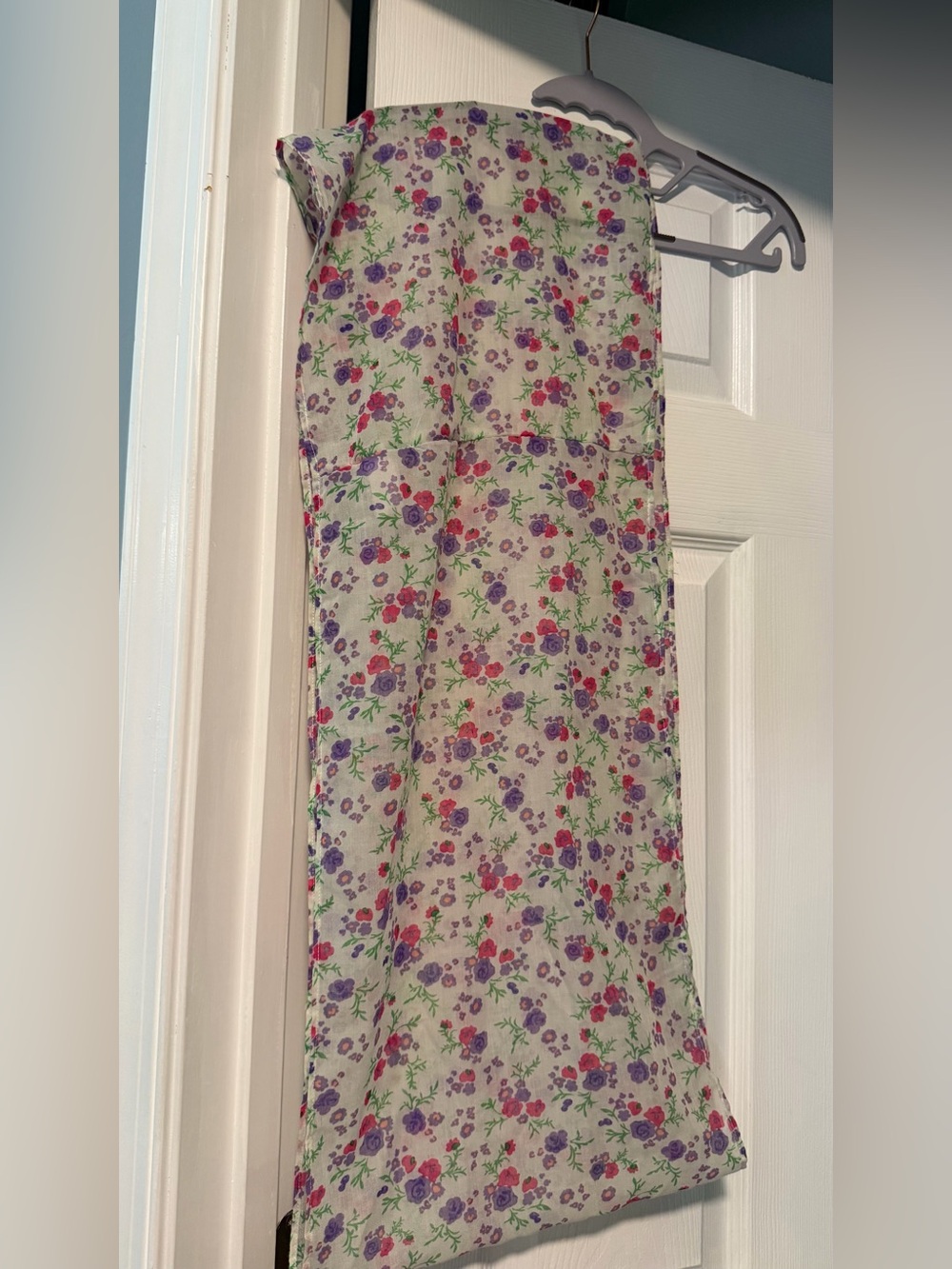 Floral Infinity Scarf /fabric wrap in Cream with Pink & Purple Blooms
